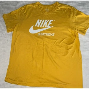 Nike Sportswear Tee Mens XL Yellow White Swoosh Logo T-Shirt Casual Top - Picture 1 of 6