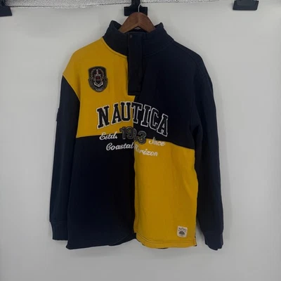Sudadera Pullover Nautica Para Hombres Cuarto Cremallera Bloques de Color 1983 Logo Parche Foto 1 de 4