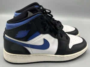 Nike Air Jordan 1 Mid GS Zapatos Niños 6Y Blanco, Negro, Azul Tenis de Baloncesto - Imagen 1 de 9