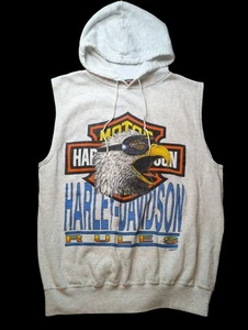 De Colección Harley Davidson Sudadera con Capucha Sin Mangas Gráfico Logo Motocicleta Hombres L - Imagen 1 de 5