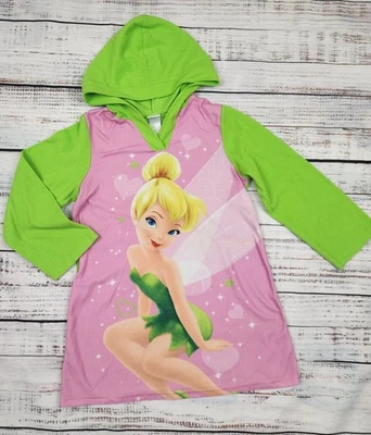 Camisón con capucha polar Tinker Bell de hadas de Disney - rosa y verde - talla 8 Foto 1 de 3