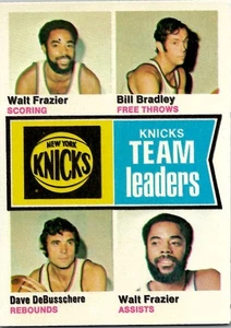 1974-75 Topps New York Knicks Leaders #93 estado casi nuevo Frazier Bradley - Imagen 1 de 2