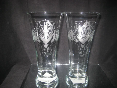 FLORIDA PANTHERS 2 ETCHED LOGO PILSNER 20 oz GLASSES Cover