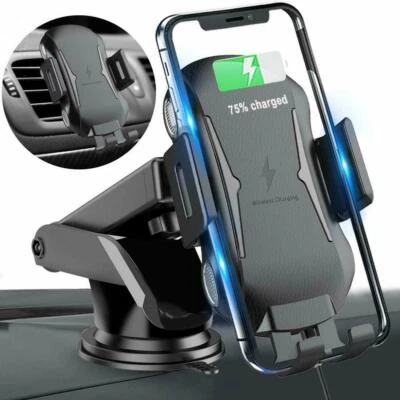 Automatic Clamping 15W Wireless Car Charger Vent & Dashboard Mount Phone Holder - Image 1 of 4