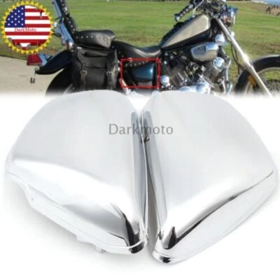 Cubiertas laterales de batería cromadas para motocicleta para Yamaha XV750 700 1000 1100 Virago Foto 1 de 4