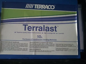 TERRALAST 10 LITRE FIRST-COATINTERIOR WASHABLE CEILING & WALL MATT WHITE PAINT - Picture 1 of 1