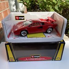 Vintage Burago 1/18 Scale DieCast Red Lamborghini Countach 5000 Quattrovalvole