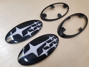 WHITE REPLACEMENT F/R EMBLEMS w/ GLOSS BLACK FRAMES TRIM (FITS: BRZ) - Picture 1 of 1