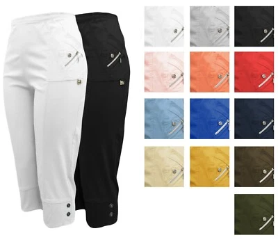 MARKENLOS Hosen kurz Damen Shorts Bermuda 7/8 Sommerhose Stretch Gummizug Caprihose 38-54