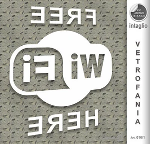 Aufkleber "Free Wi-Fi Here" Glasscheibe geschnitzt - Bild 1 von 1