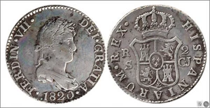 España - Fernando VII 2 Reales 1820 GJ Sevilla Ag MBC / VF 1026 - Bild 1 von 1