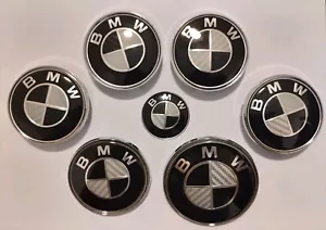 BMW 7 Piece Badge Set: Carbon - 82mm, 68mm, 74mm, 45mm - Picture 1 of 3
