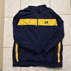 Men's Jordan University of Michigan pullover 1/4 zip jacket, yellow stripe, 4XL - Picture 1 of 10
