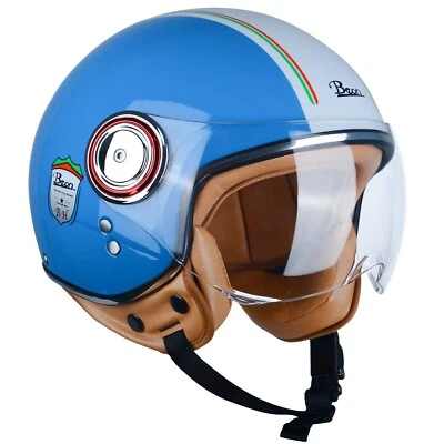 BEON Motorcycle Helmet for Adult Retro Vintage Half Face for Vespa  DOT Approved Foto 1 de 4
