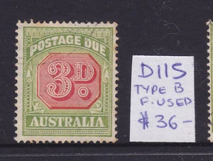 POSTAGE DUES AUSTRALIA: 3d SG D115 TYPE B F.USED. - Foto 1 di 2