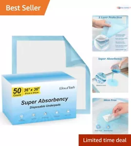 50 Count 36” x 36” Super Absorbent Disposable Underpads for All Ages and Pets - Picture 1 of 9