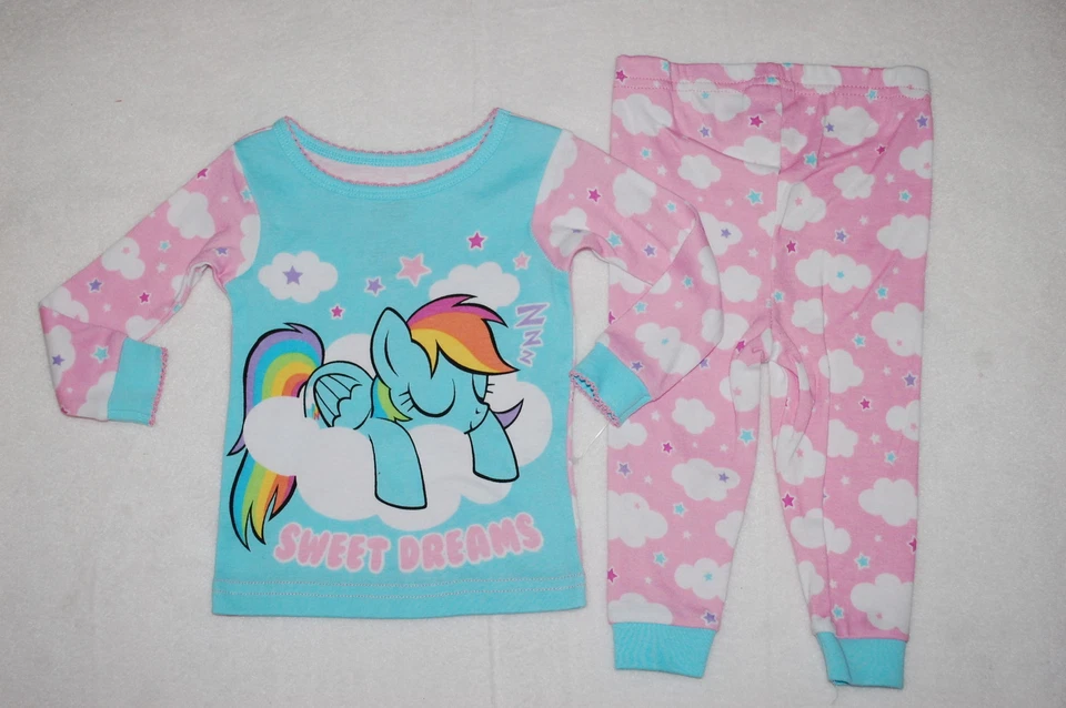 Baby Girls L/S Pajamas MY LITTLE PONY "SWEET DREAMS" Pink Aqua CLOUDS Size 12 MO - Image 1 of 1