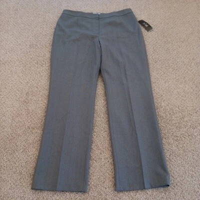 Le Suit Dress Pants Womens Size 14 Gray Herringbone Lined Polyester 36x32 New - Image 1 of 4