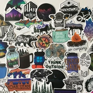 50 Stickers - Hiking, Camping, Fishing, Travel, Adventure, Outdoor Sticker Lot - Picture 1 of 14
