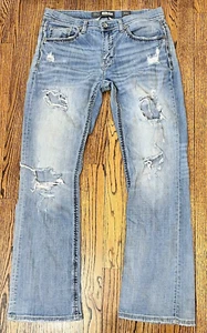 Buckle BKE Jeans Men's 32L (Long) Blue Denim Derek Boot Leg Bootcut Cowboy Rips - Picture 1 of 10