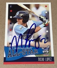 Nicky Lopez SIGNED 2017 Wilmington Blue Rocks All Star Card Braves RC Auto