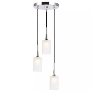 Woodbridge Lighting Chelsea 3Lt Cylinder Glass Cluster Pendant in Nickel/Opal - Picture 1 of 4