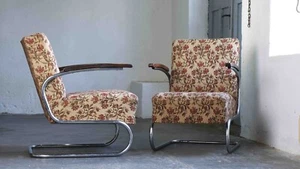 Bauhaus Sessel S 411 mit Blumenmuster / Thonet Lizenz - Bild 1 von 9