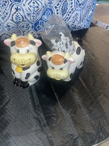 Houston Harvest Holstein Cow Ceramic Sugar Creamer Set Farmhouse Decor - Picture 1 of 9