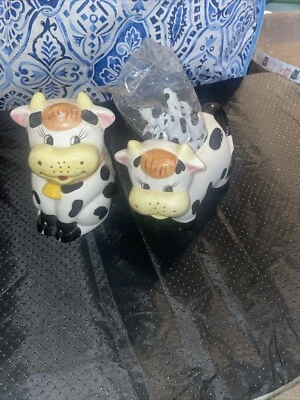 Houston Harvest Holstein Vaca Cerámica Azúcar Crema Set Decoración Granja Foto 1 de 4