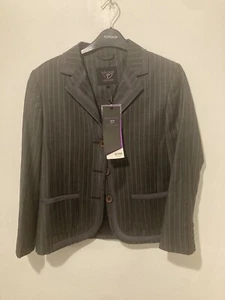 Kate Moss @ Topshop Y2K Cropped Pinstripe Grey Wool Blazer w Buttons UK12 NWoT - Picture 1 of 13