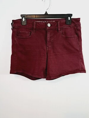 Pantalones Cortos American Eagle Outfitters Super Elastizados Midi Aeo Sarga Talla 8 Borgoña Foto 1 de 4