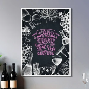 Funny Wine Wall Art — Chalkboard Kitchen Print, Rustic Bar Decor,Wine Lover Gift - Picture 1 of 13