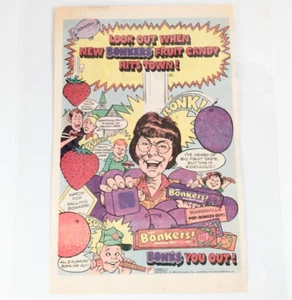 Bonkers Fruit Candy 1984 Vintage laminiert Retro Comic Stil Werbung Lebensmittel Süßigkeiten - Bild 1 von 6