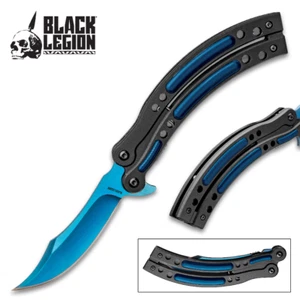 BLACK LEGION: BLUE BLADE POCKET KNIFE ASSISTED OPENING FRAME BLADE LOCK 8in NEW - Picture 1 of 8