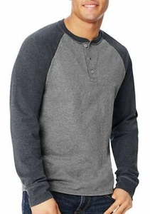 Hanes Big Men's X-temp Long Sleeve Colorblock Raglan Henley T-shirt 2X (NEW) - Picture 1 of 1