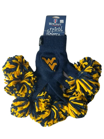 West Virginia Mountaineers Pom Pom Spirit Fingerz NCAA Winter Gloves NWT Cover