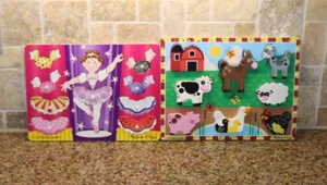 TWO Melissa and Doug Chunky Wood Puzzles ~ Farm Animals & Ballerina Dress Up - Picture 1 of 9