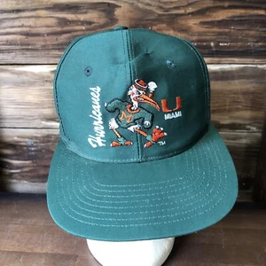 Vintage Miami Hurricanes Snapback Hat Mens Front Row Tags Official Collegiate - Picture 1 of 8