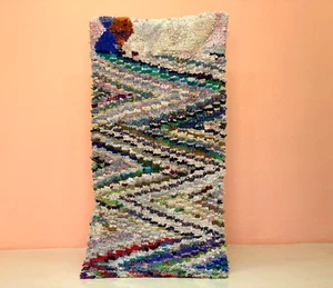 Vintage Checkered Runner Rug,Moroccan Handmade Rug,Wachable Machine Rug 6x12 ft - Picture 1 of 12