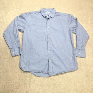 Burma Bibas Dress Shirt Mens Medium 16.5 Blue Striped - Picture 1 of 11