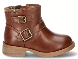 Botas al tobillo Wonder Nation de cuero sintético para niñas suéter castaño puño talla 1 - Imagen 1 de 5