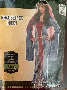 AMSCAN HALLOWEEN 2 PIECE COSTUME # 616 RENAISSANCE QUEEN ADULT LARGE 10-12 NEW - Picture 1 of 9