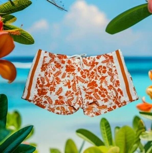 IL SOLE Women's Board Shorts Swim Shorts Bottoms BEACH Orange Floral XL Juniors - Picture 1 of 10