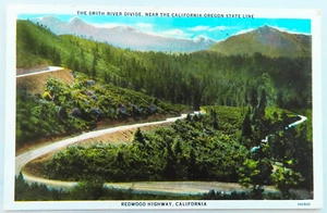Postal de Redwood Highway California de colección White Border Smith River Divide Road - Imagen 1 de 2