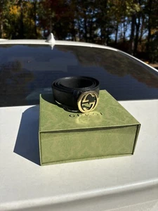 Gucci belt with interlocking G buckle, (Women size L, fits Men size 32-36)  - Picture 1 of 7