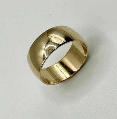 Vintage Solid 14k Yellow Gold Plain Wide Cigar Band Ring - Image 1 of 4