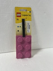 NEW Lego Brick Style Luggage Bag Tag Pink Plastic Travel Suitcase Airplane - Picture 1 of 6
