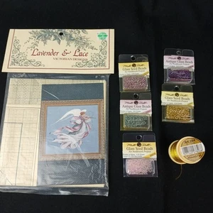 Lavender & Lace Angel of Spring Counted Cross Stitch Pattern Beads Gold Floss - Picture 1 of 16