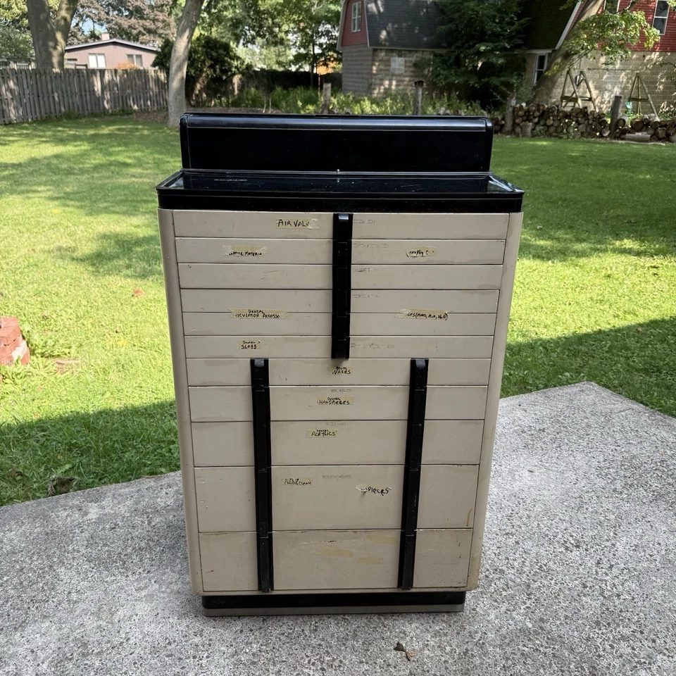 1940s Art Deco Dental Cabinet Industrial Medical Chest Dresser Tan 10 Drawer VTG - Image 1 of 4