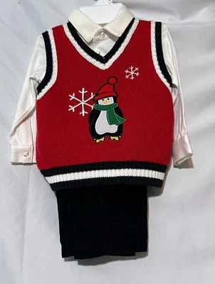 Babies R Us Boys Holiday Outfit 3 Piece 6-9 Month Christmas Suit - Image 1 of 4
